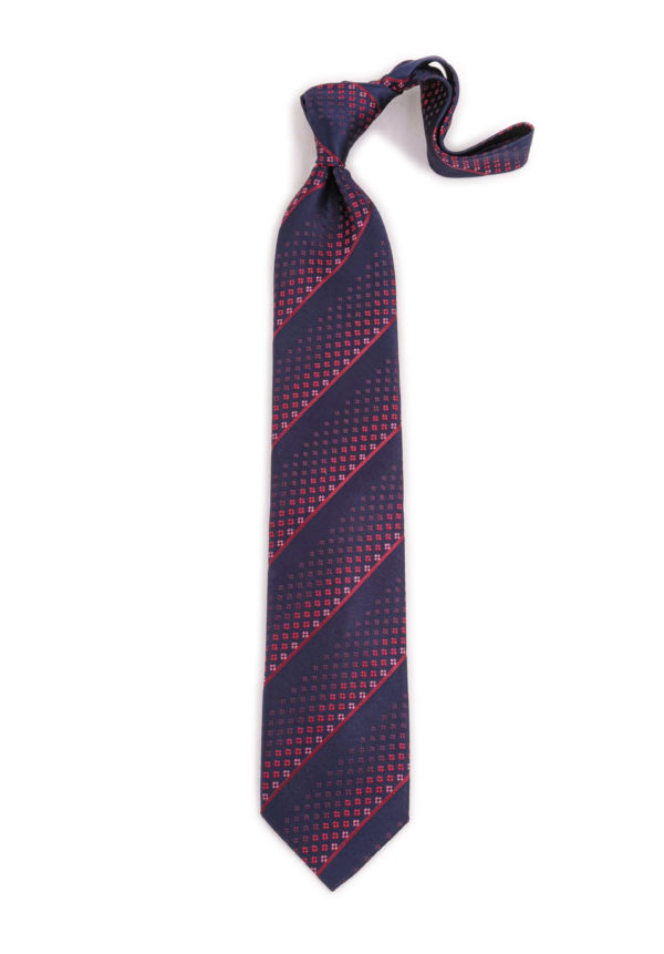 Navy and Red Floral Stripe Tie