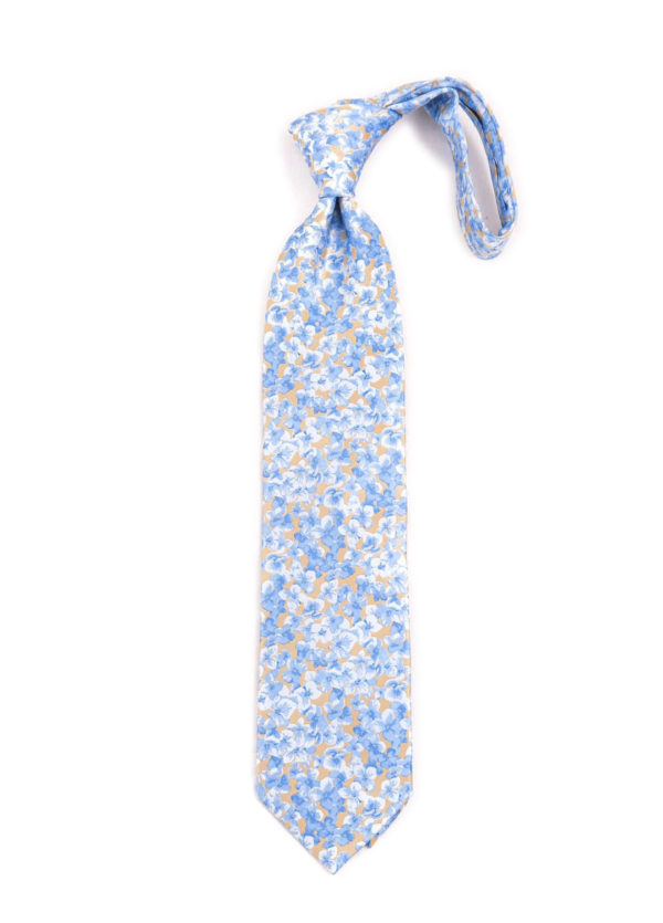 Light Blue and Tan Floral Tie