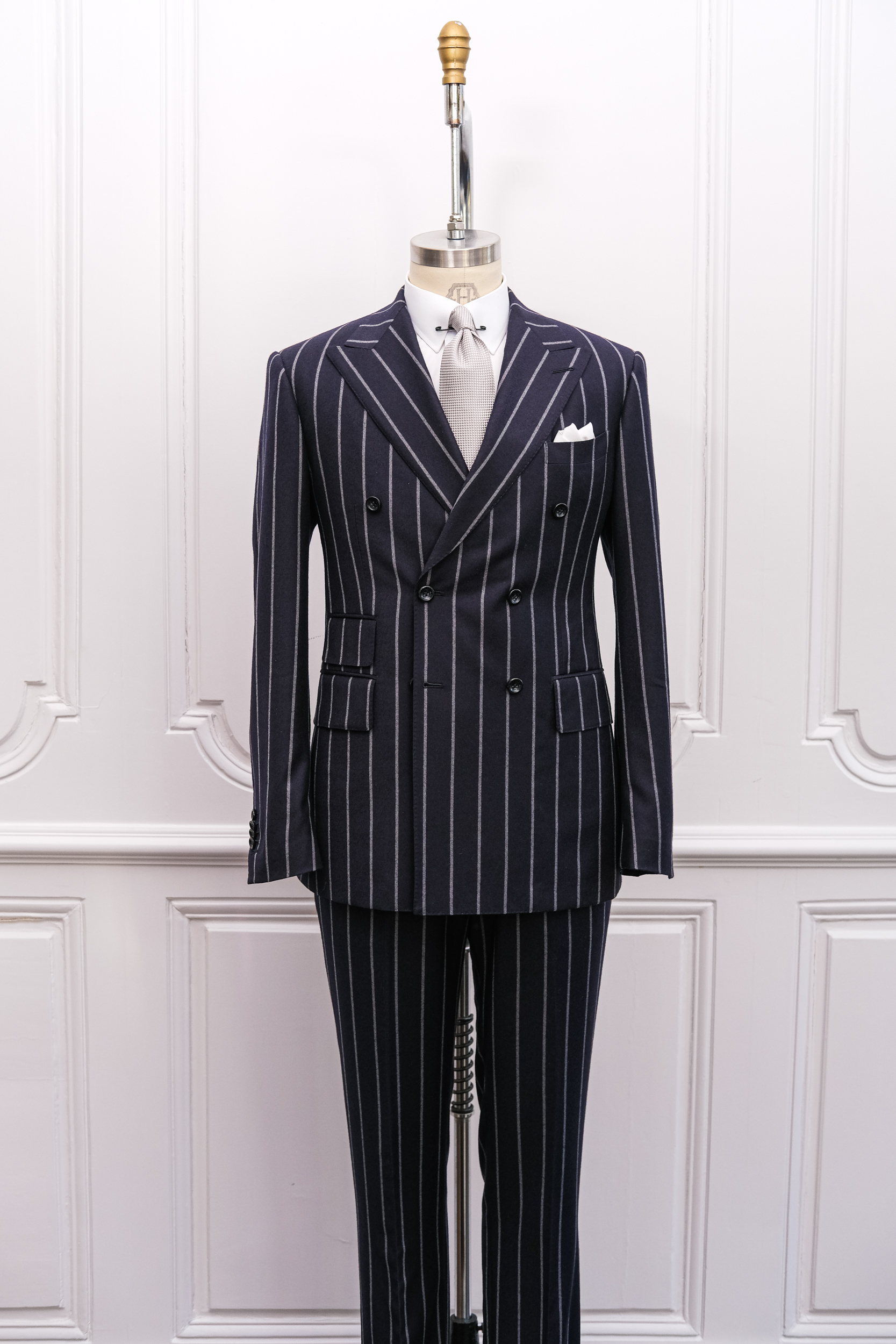 Navy Chalk Stripe Double Breasted Peachtree Suit