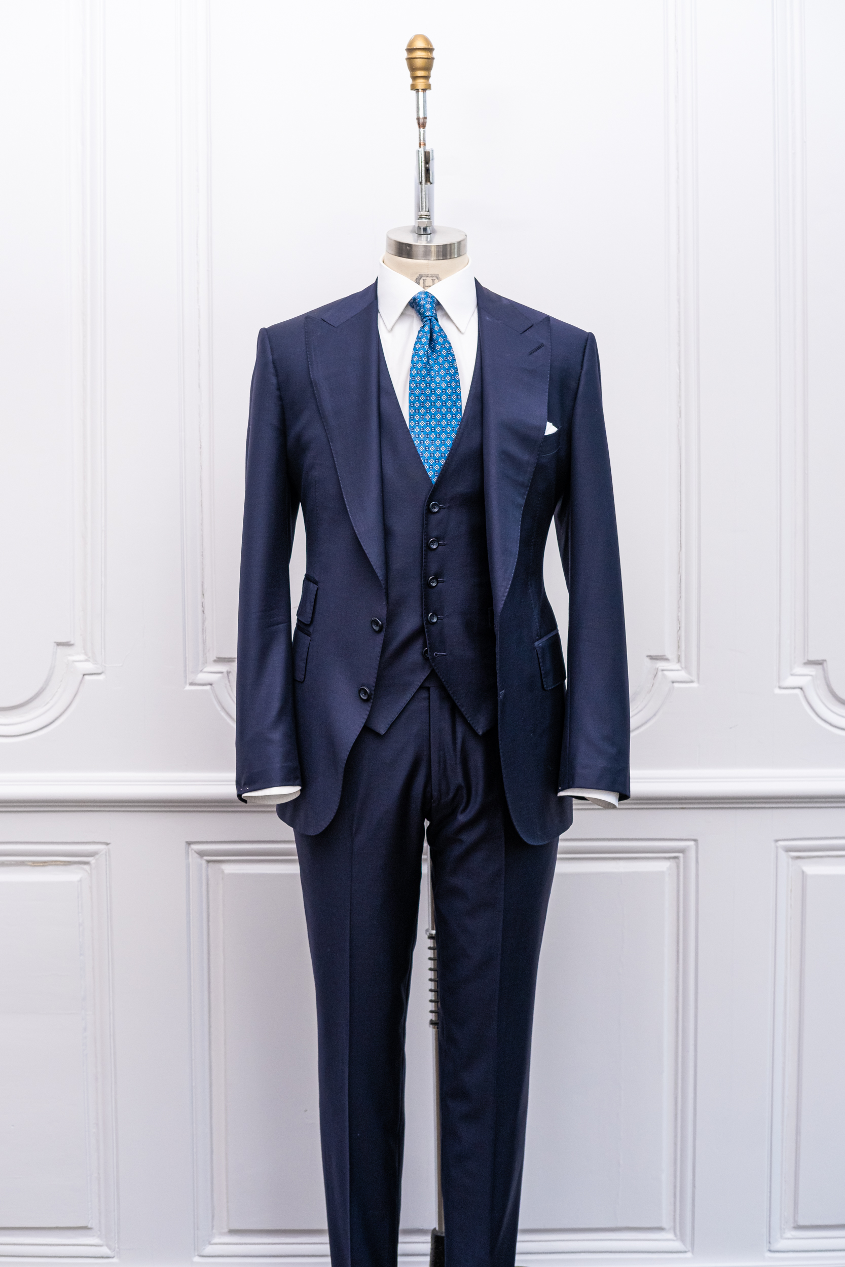 Navy Solid Super 140's Peachtree Suit with Vest