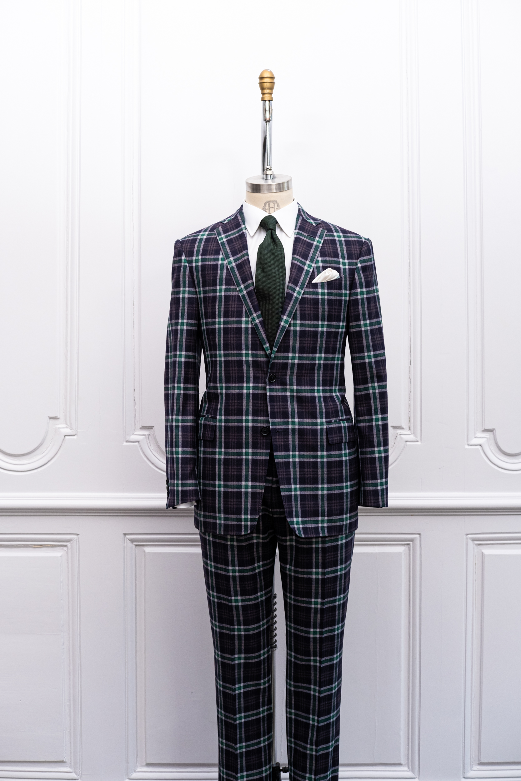 Brown with White & Green Windowpane Bennett Suit