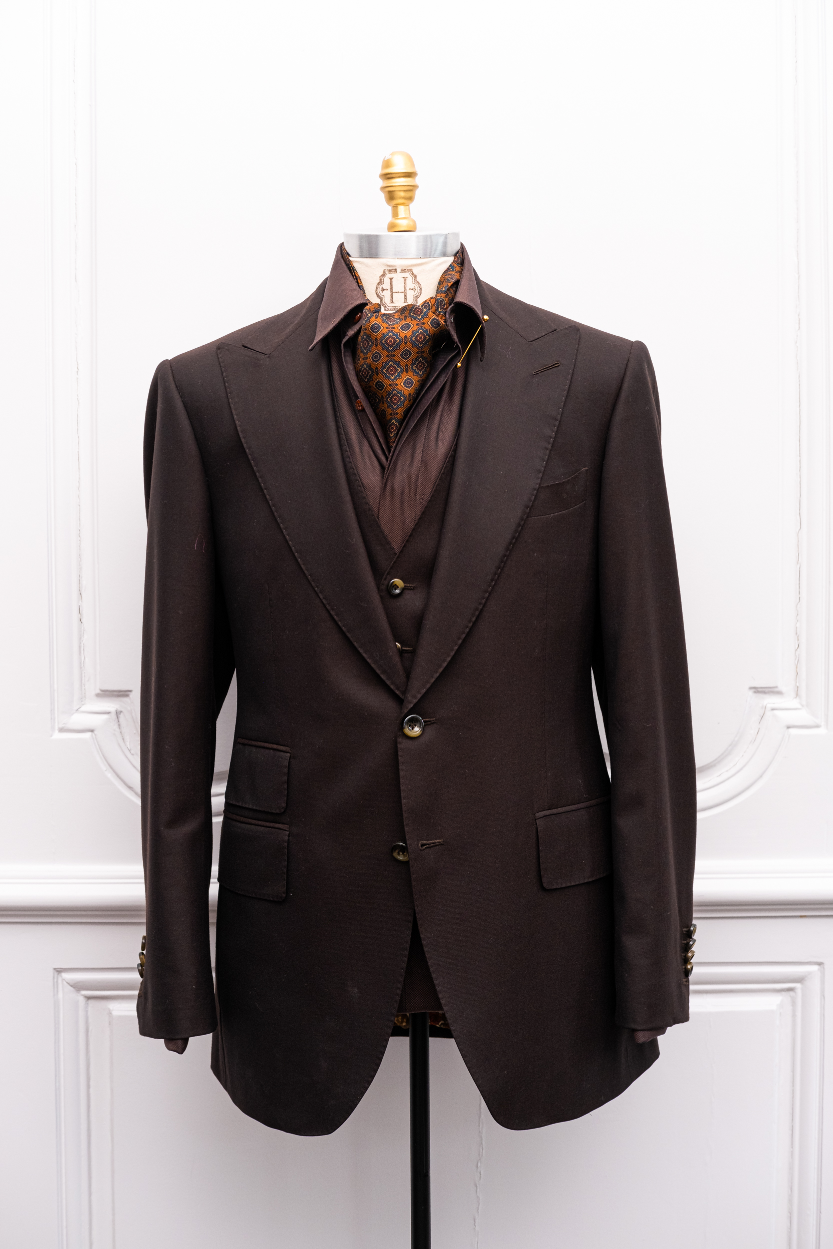 Chocolate Solid Super 160's Peachtree Jacket