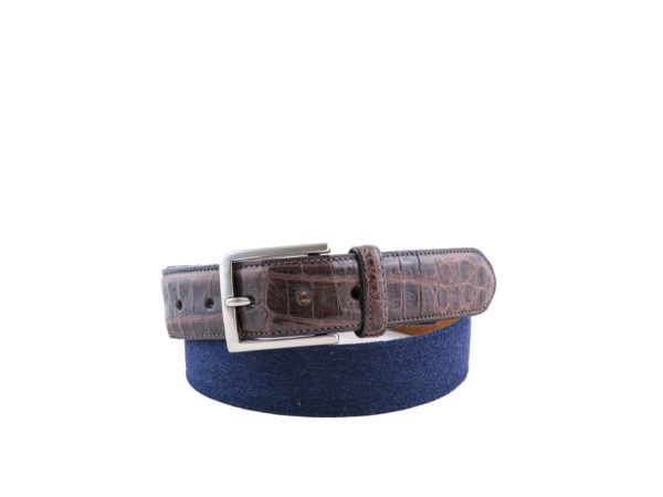 Navy Suede and Crocodile Belt