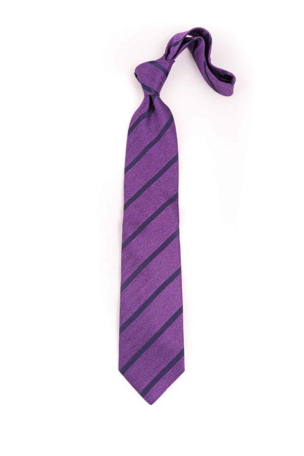 Purple Herringbone with Navy Repp Tie