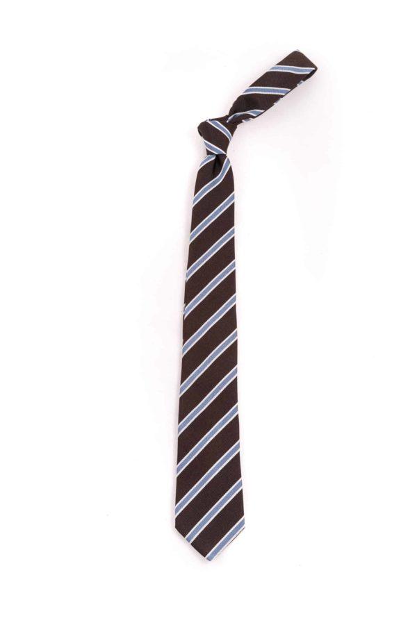 Brown with Blue & Silver Repp Tie