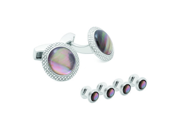 Black Mother of Pearl Cufflinks and Stud Set